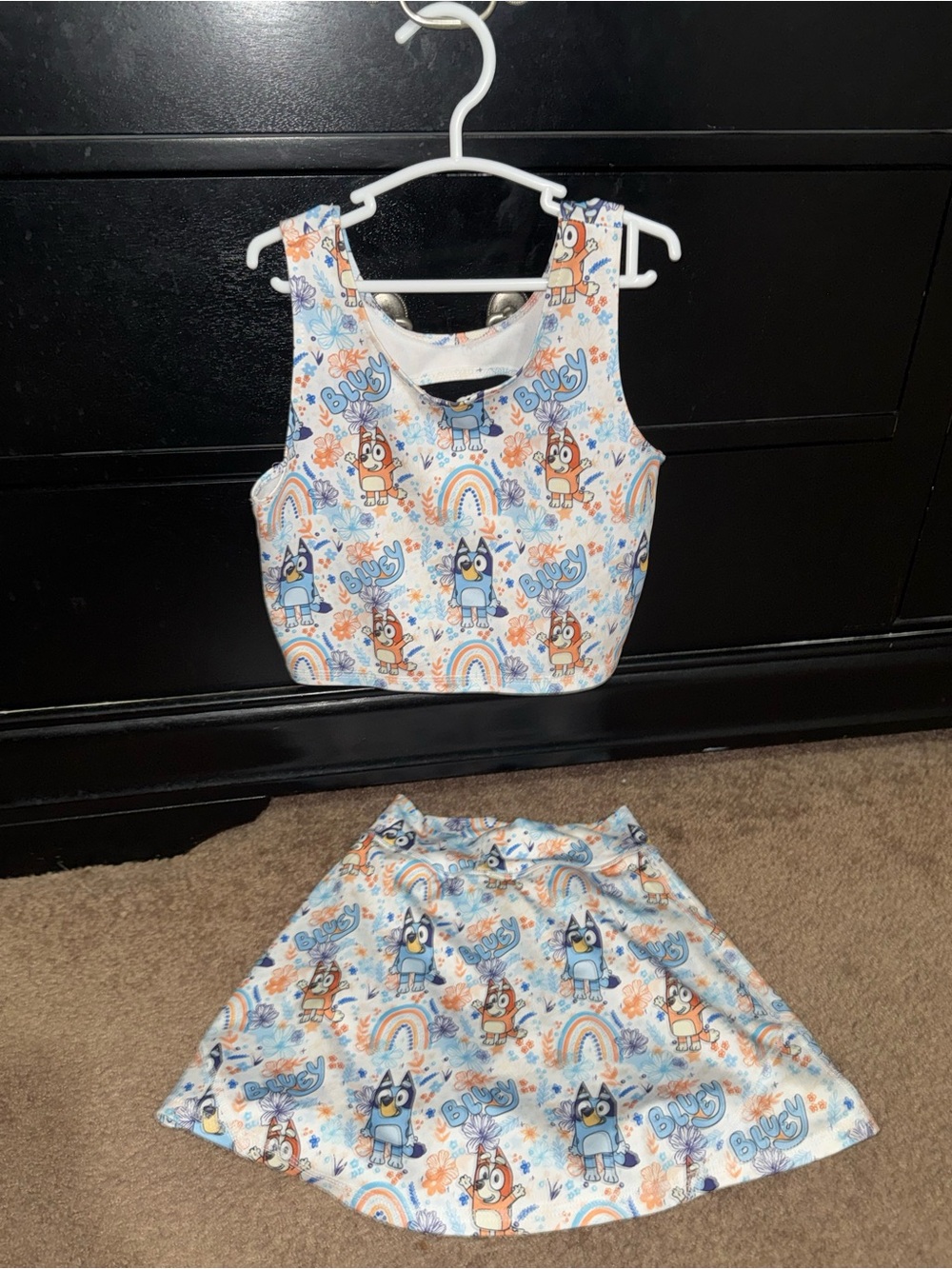Disney Bluey Rainbow Print Two-Piece Matching Set - White, Blue, Orange